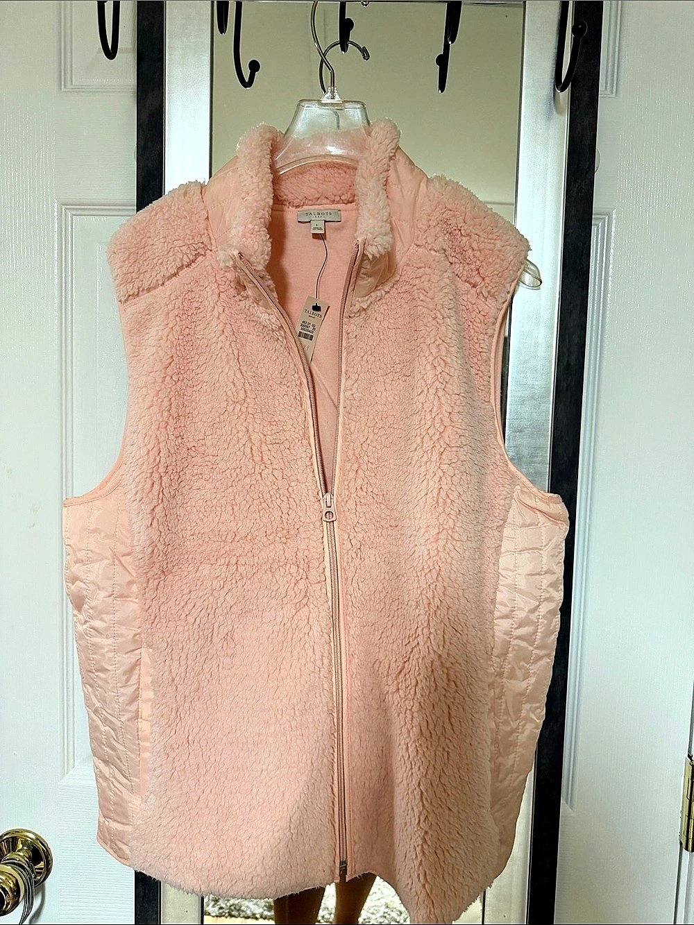 Talbots Sherpa Fleece Vest in Pink Size Large